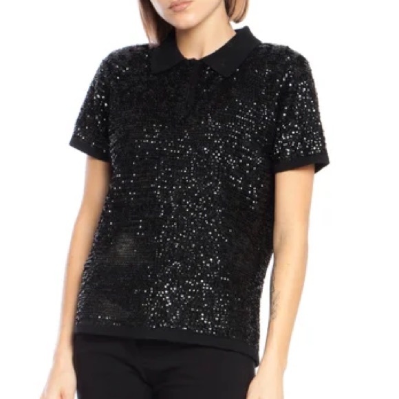 RALPH LAUREN 90s vintage polo sweater w/ black sequins and wool knit base M - Picture 2 of 16